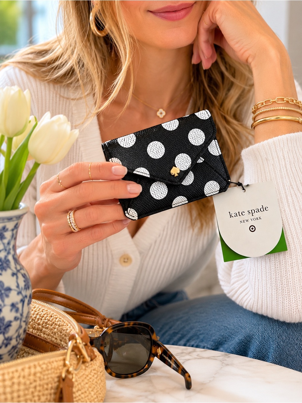 Kate Spade x Target Polka Dot Envelope Card Holder Wallet NWT Limited Edition